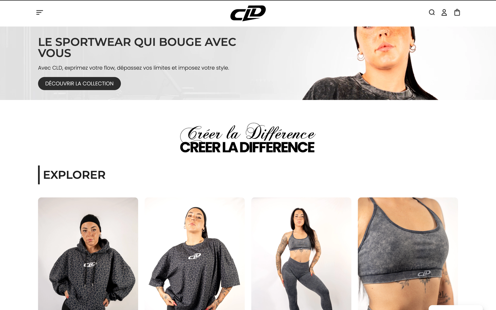 Mockup du site CLD Shop Sportswear