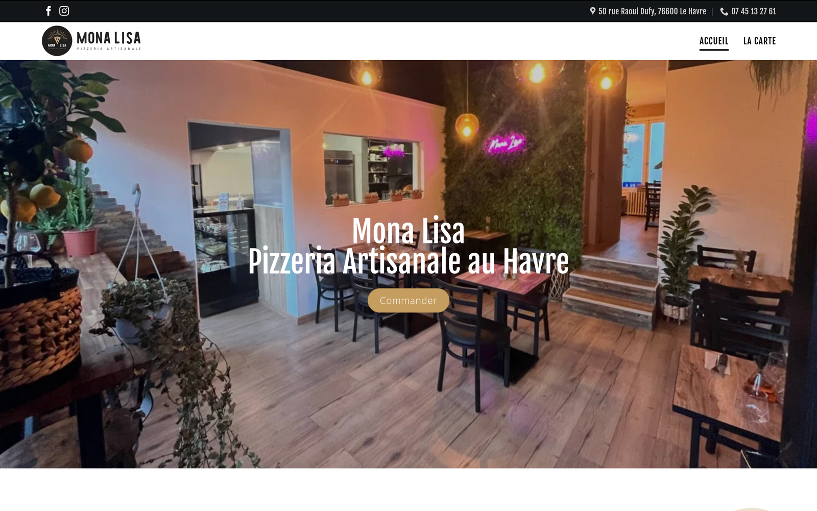 Mockup du site Mona Lisa restaurant