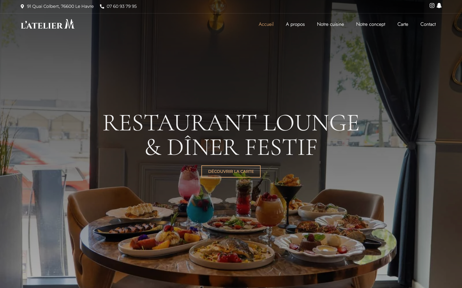 Mockup du site restaurant L'Atelier M