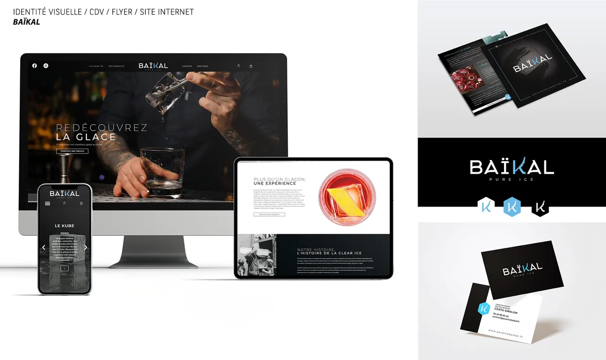 Identité visuelle, site internet et supports imprimés de Baïkal Pure Ice