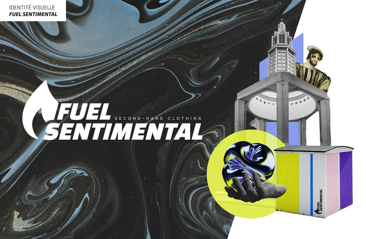 Identité visuelle de la marque de vêtements de seconde main Fuel Sentimental